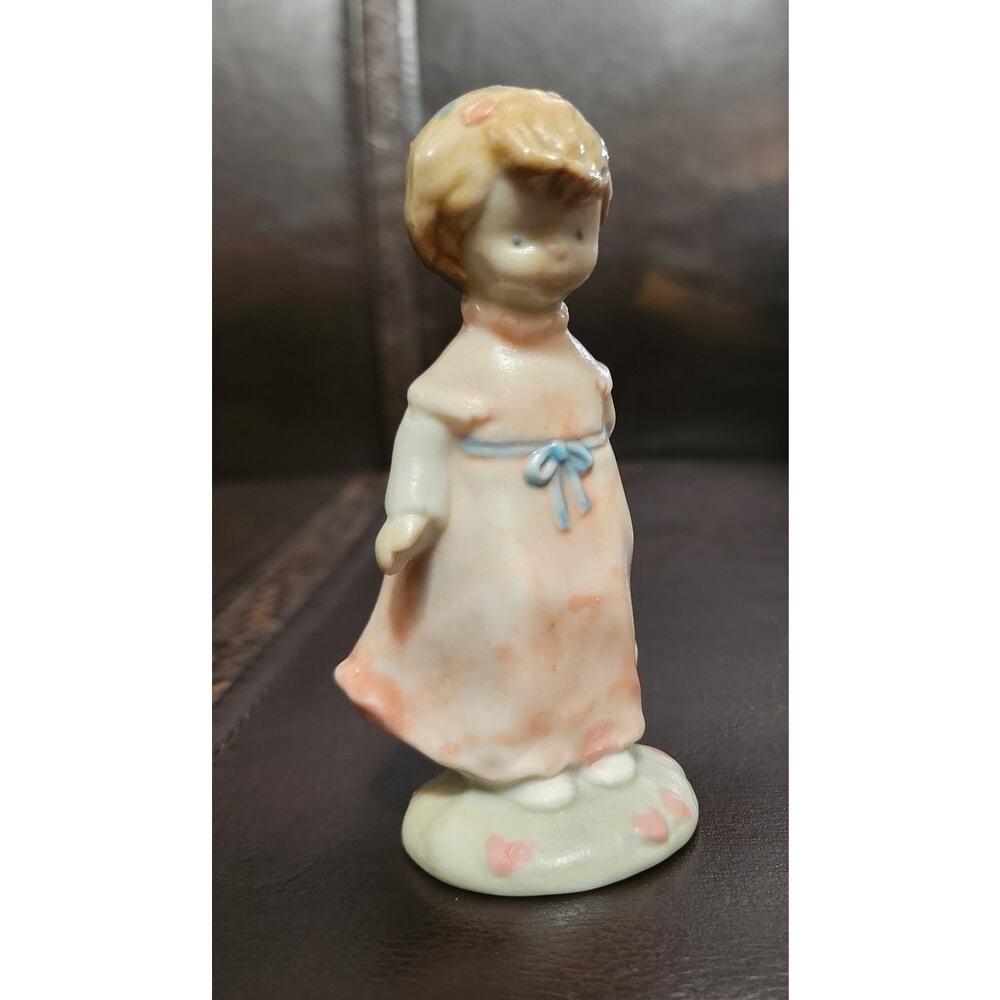 Antique Enesco Girl hiding Valentine Heart, 1989